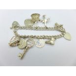 A silver charm bracelet,