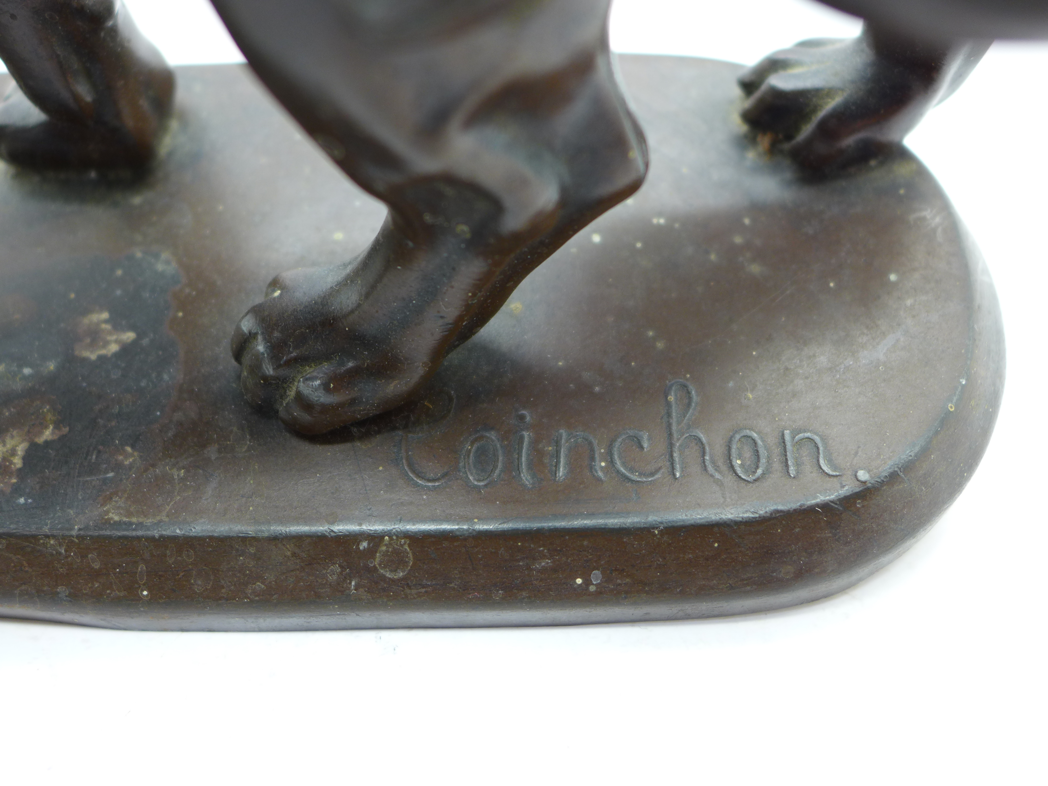 A cast metal figure of a lion signed Coinchon, - Image 2 of 4