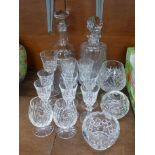 Assorted Bohemian crystal including two decanters,