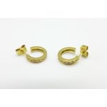 A pair of 18ct gold and diamond earrings, 3.