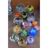 Glass paperweights including Langham, Caithness, millefiori, etc.