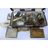 A jewellery box and assorted items