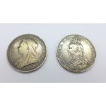 Two Victorian silver crowns,