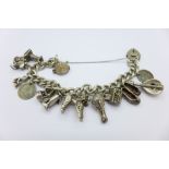 A silver charm bracelet,