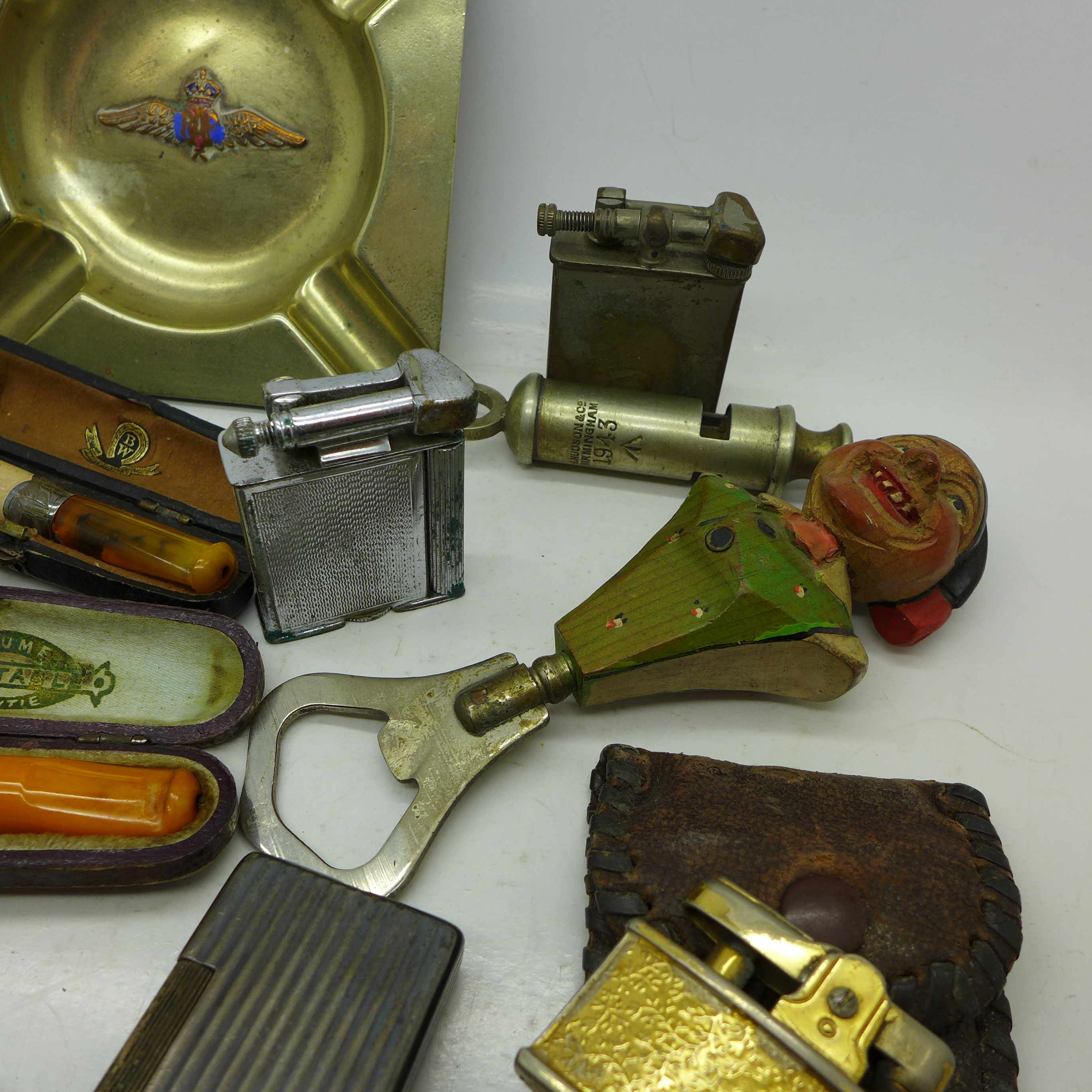 Lighters including a Dunhill, an ashtray with RAF logo, bottle openers, - Image 5 of 6