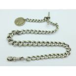 A silver watch chain,