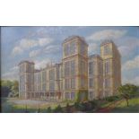 Harold Barklam, Hardwick Hall, oil on canvas, dated 1960,