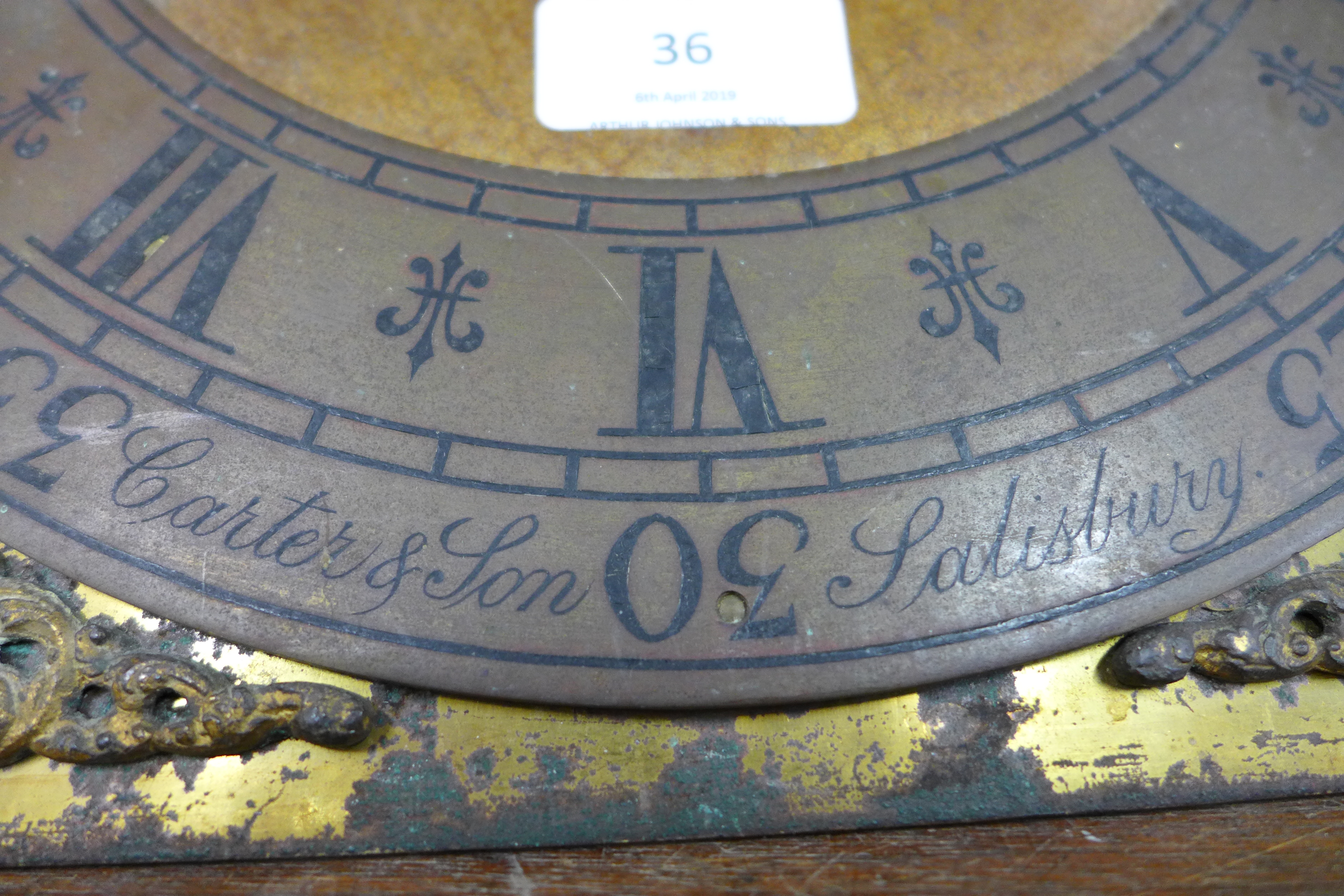 A longcase clock movement and dial, signed Carter & Son, - Image 4 of 4