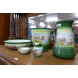 A Staffordshire pottery five piece wash set,