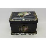 An early 19th Century papier mache tea caddy by Jennens & Bettridge,