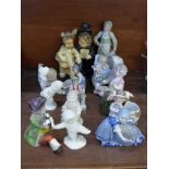 A collection of Staffordshire and continental figures,