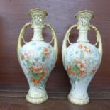 A pair of Alexandra Porcelain Royal Vienna vases with gilt and floral decoration, 23.