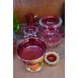 A collection of cranberry and ruby glass, (7),