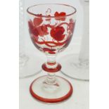 Two early 19th Century glass wines with twist stems and one with etched bowl, both a/f,