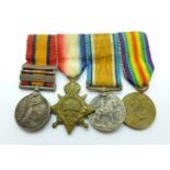 A miniature Queen's South Africa medal group with two bars,