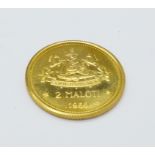 A 1966 2 Maloti gold coin, fineness 0.