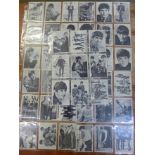 Forty-five black and white 1960's Beatles cards