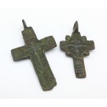 Two Viking bronze crosses, c.