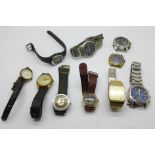 Nine wristwatches including Seiko Chronograph V657-9060, Orvis Chronograph,