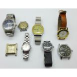 Eight wristwatches including Anker, Royal, Everite,