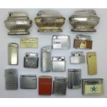 Assorted lighters including table lighters