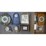 Eight clocks including Smiths, Schatz, London Clock Co.