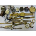 A collection of lady's and gentleman's wristwatches, including Seiko and Bulova,