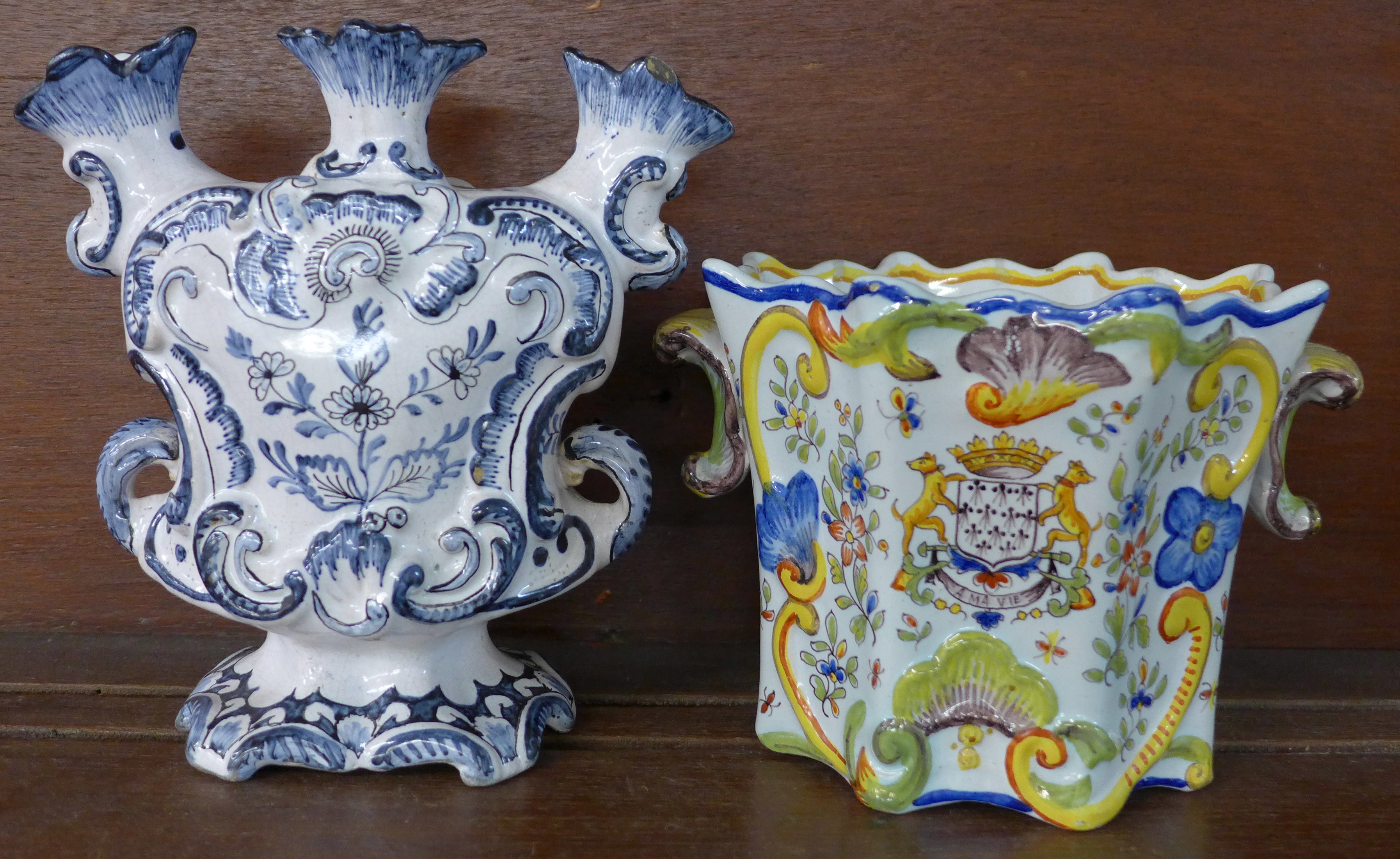 Two faience pottery vases,