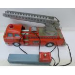 A 1960's Japanese tin plate remote control fire engine