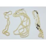 Two freshwater pearl necklaces,