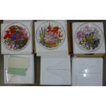 Twelve Franklin Porcelain flower plates of the year,