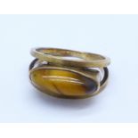 A 9ct gold and tigers eye ring, 2.