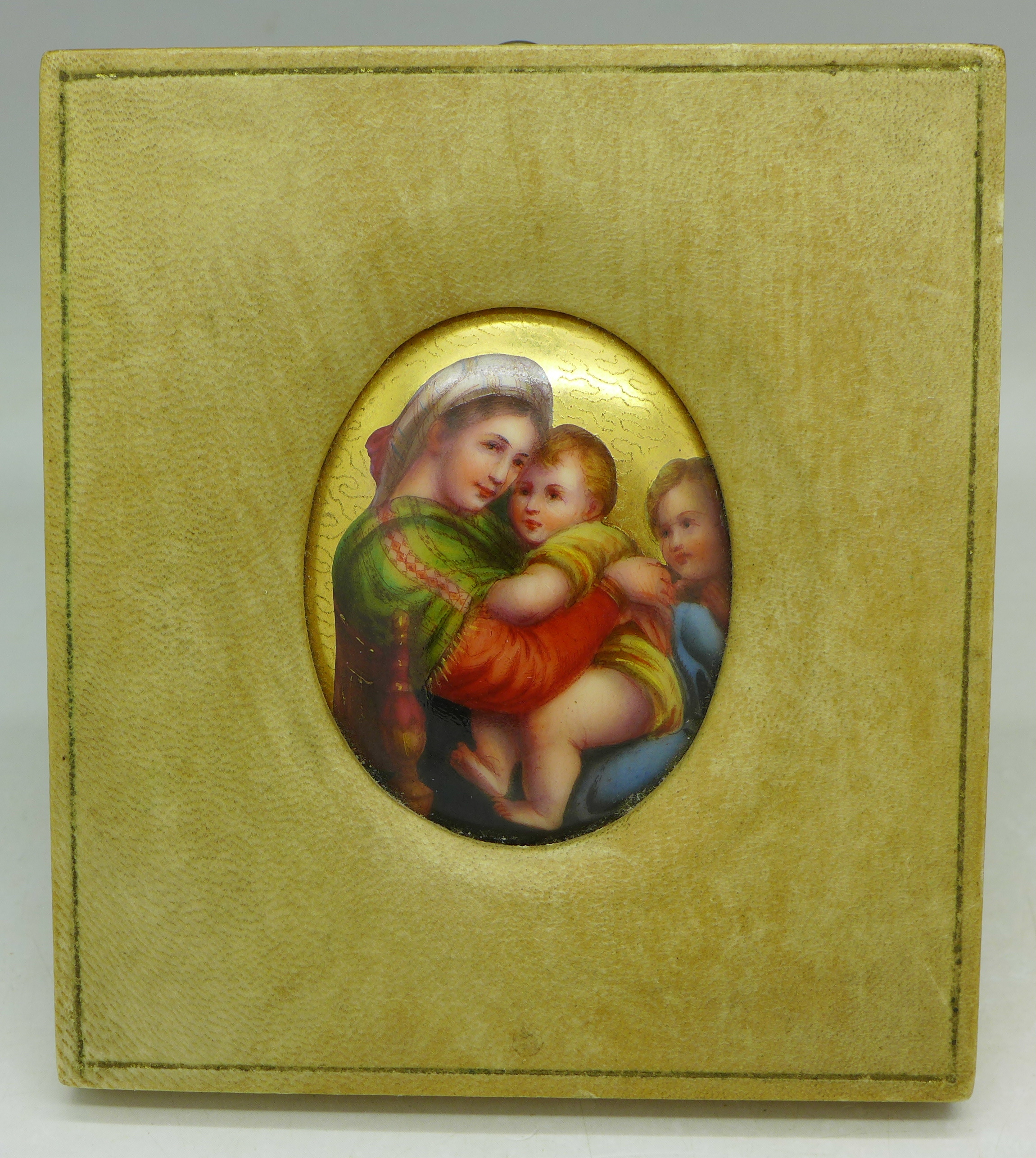 A small oval miniature portrait, religious icon,