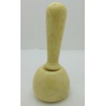 A silver mounted ivory presentation mallet with inscription dated 1919,