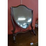 An Edward VII mahogany shield shape toilet mirror