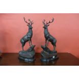 A pair of French style bronze stags,