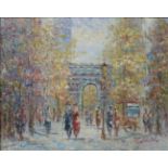 A Paris street scene, oil on canvas, 39 x 50cms,