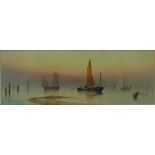 Garman Morris, Misty Evening, South Coast, watercolour, 18 x 50cms,