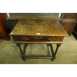 A George II joined oak single drawer side table