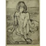 A signed Jean Jago etching, Seated Nude, limited edition no.