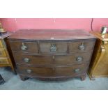 A George III mahogany bow front chest of drawers