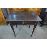 A George II oak single drawer side table