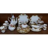 Royal Albert Old Country Roses tea and dinnerwares, six dinner plates, six coffee cups and saucers,