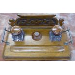 An oak inkstand,