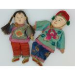 Two 19th Century Chinese dolls in silk and needlework costume, 17.