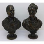 Two 19th Century bronze busts, one of Byron and the other bearing inscription 'Pub. By W.K.