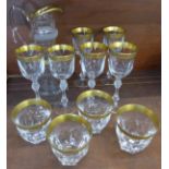 A set of Moser glass, jug, six wines and four whisky,