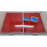 Two multi sizes Lindner high quality coin trays, also two packs of coin capsules, 22.