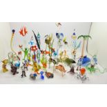 A collection of eighty-seven glass animal figures