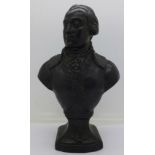 A black basalt bust of a gentleman, marked Hood,